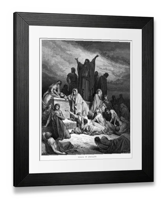 Framed Print : Plague of Jerusalem engraving 1870 Framed Print : Plague of Jerusalem engraving 1870