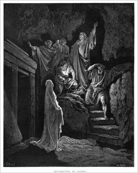 Resurrection of Lazarus engraving 1870