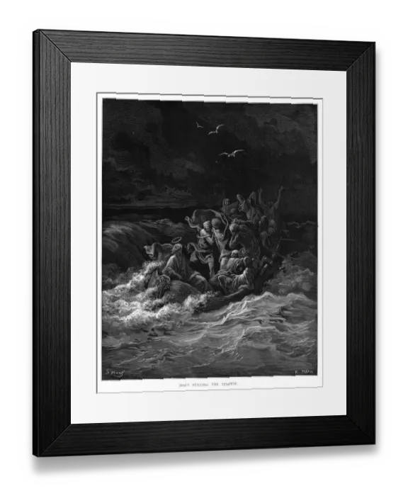 Framed Print : Jesus stilling the temple engraving 1870 Framed Print : Jesus stilling the temple engraving 1870