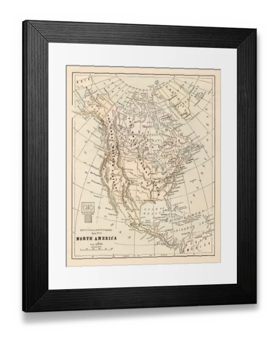 Framed Print : North America map 1881