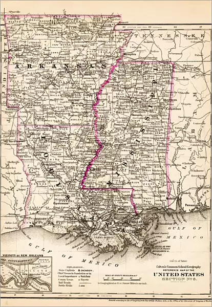 Arkansas Louisiana Pississippi map 1881