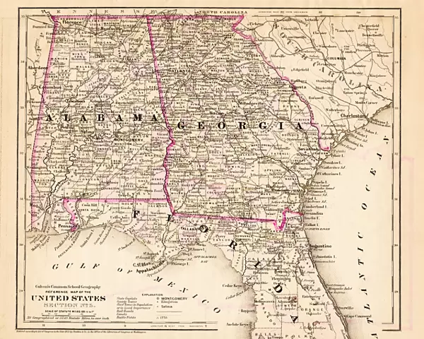 Alabama Florida Georgia map 1881