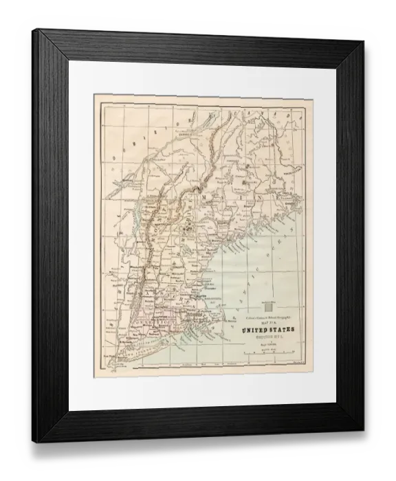 Framed Print : North Eastern States USA map 1881 Framed Print : North Eastern States USA map 1881