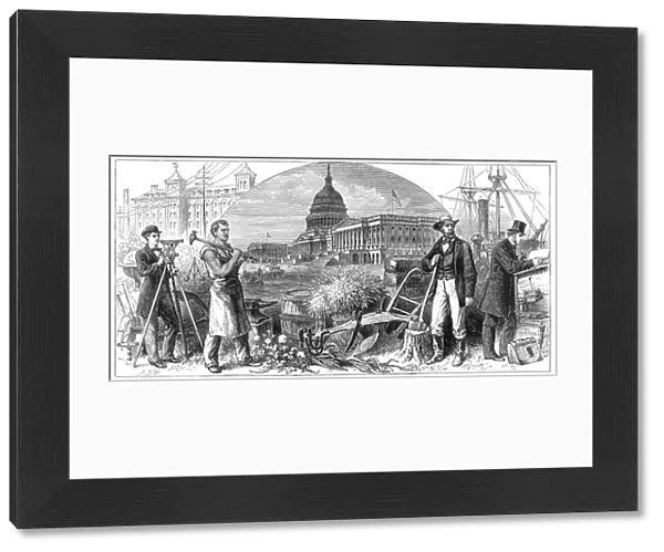 USA antique history engraving 1881