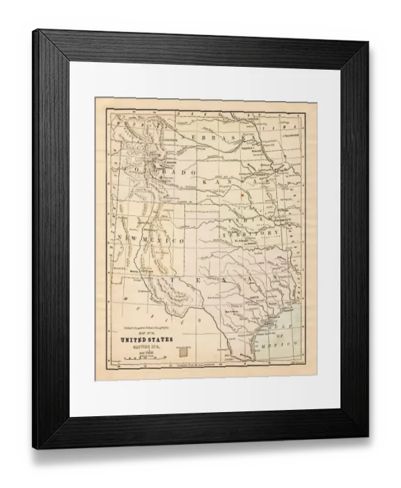 Framed Print : United States map 1881