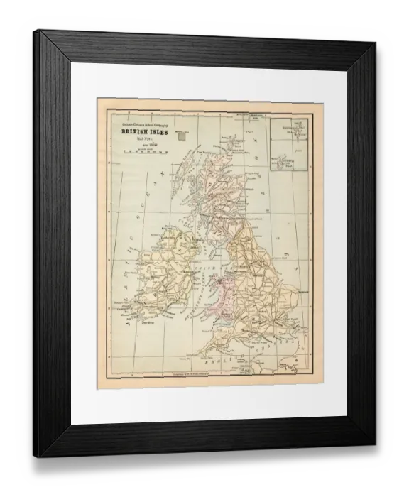 Framed Print : Biritsh Isles map 1881