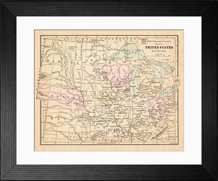 Framed Print : United States map 1881 Framed Print : United States map 1881