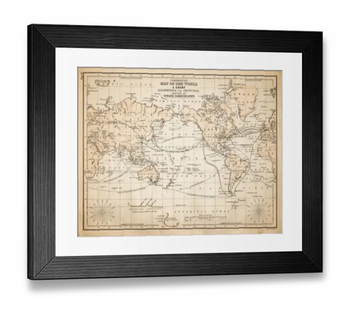Framed Print : Map of the World 1883 Framed Print : Map of the World 1883