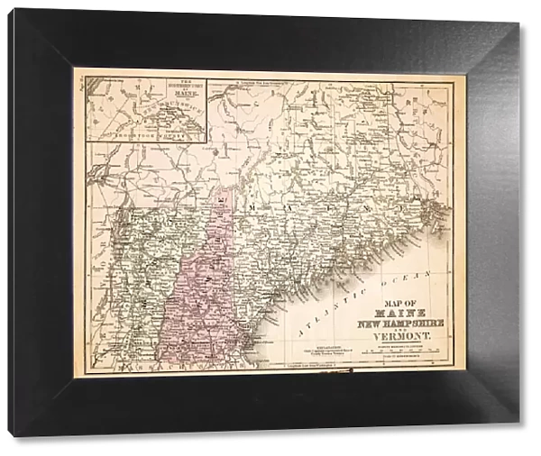 Map of New Hampshire USA 1883