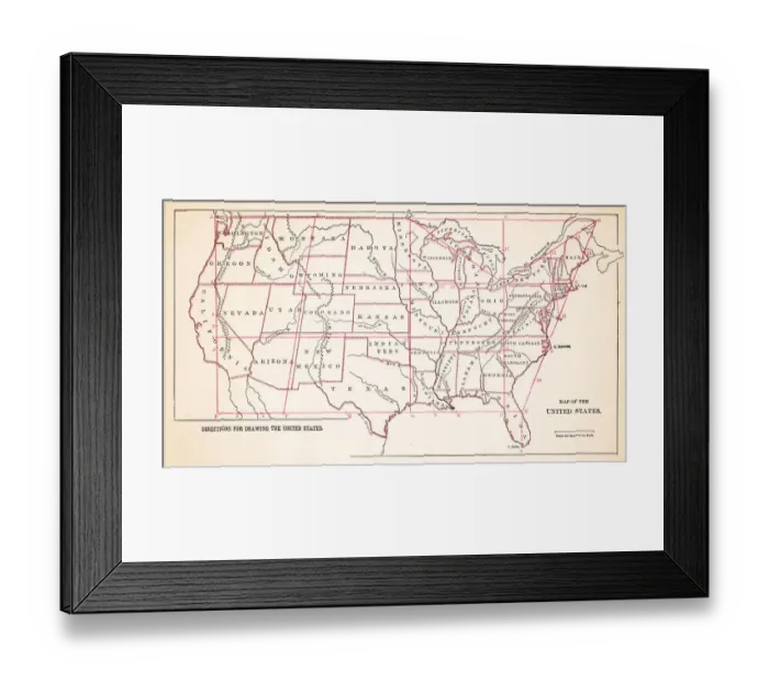 Framed Print : Map of United States 1883 Framed Print : Map of United States 1883