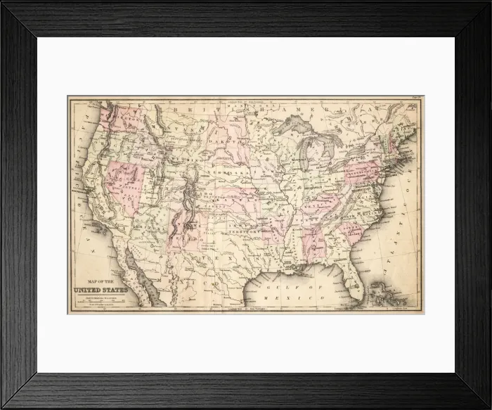 Framed Print : Map of United States 1883 Framed Print : Map of United States 1883