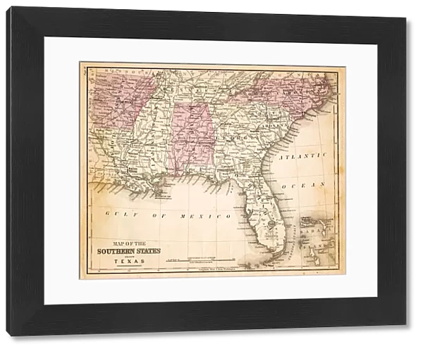 Map of Southern states USA 1883