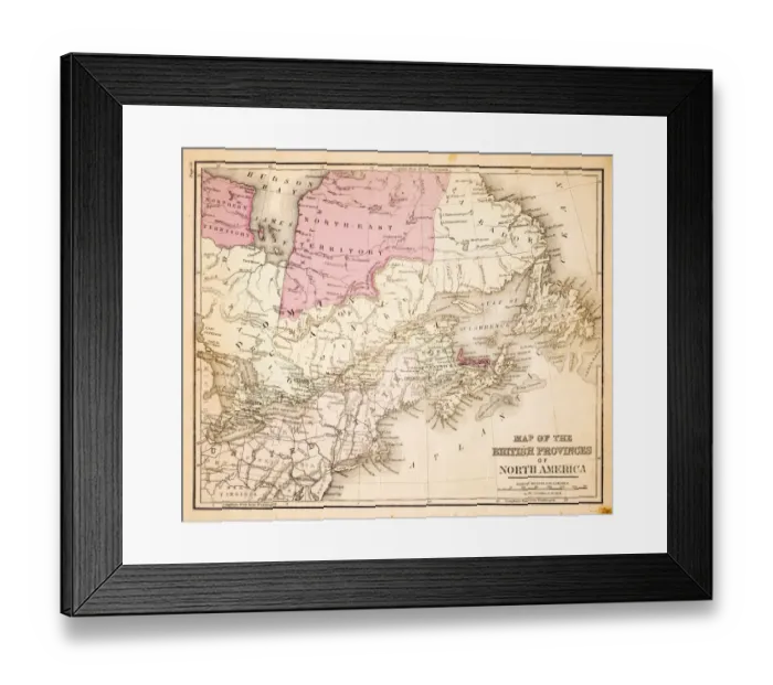 Framed Print : Map of British provinces of North America 1883