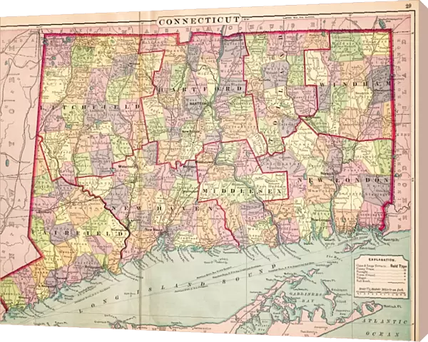 Map of Connecticut 1883