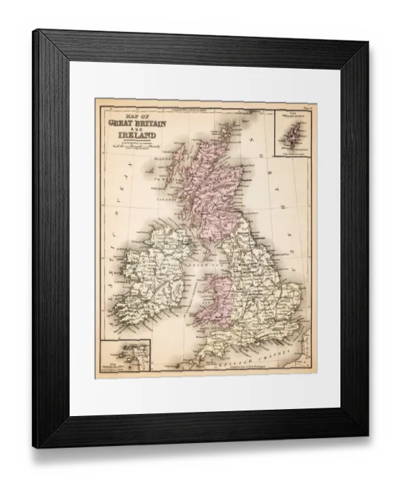 Framed Print : Map of Great Britain and Ireland 1883 Framed Print : Map of Great Britain and Ireland 1883