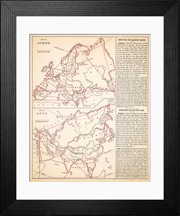 Framed Print : Map of Europe and asia 1883 Framed Print : Map of Europe and asia 1883