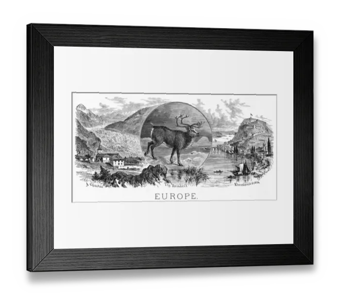Framed Print : Scenes of Europe engraving 1883