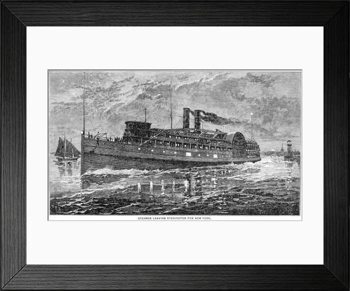 Framed Print : Steamer leaving new york 1883