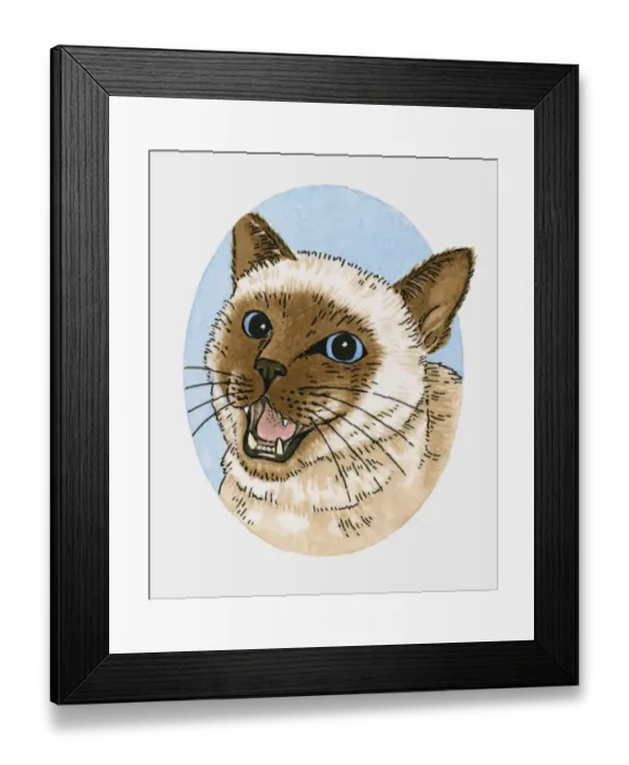 Framed Print : Illustration of Siamese cat miaowing Framed Print : Illustration of Siamese cat miaowing