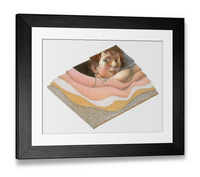 Framed Print : Cross section illustration showing oil paint layers on portrait Framed Print : Cross section illustration showing oil paint layers on portrait