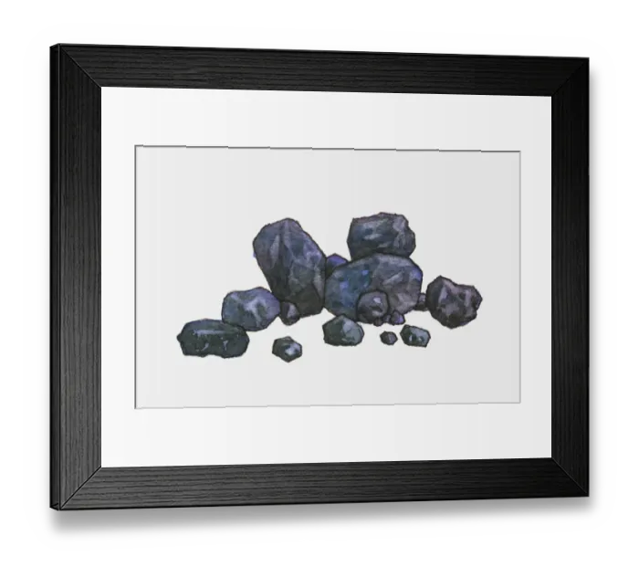 Framed Print : Illustration of pieces of mined coal Framed Print : Illustration of pieces of mined coal