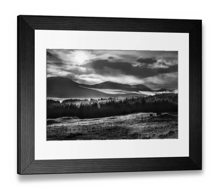 Framed Print : Scottish Highlands in Black in White #2 Framed Print : Scottish Highlands in Black in White #2