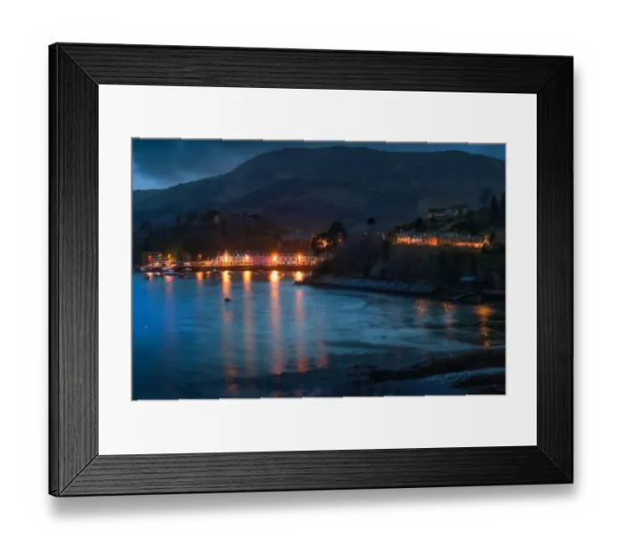 Framed Print : Portree Harbour - Harbor Isle of Skye Scotland by Moonlight Close Up