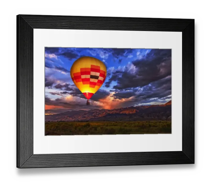 Framed Print : Owens Valley Hot Air Balloon Night Light