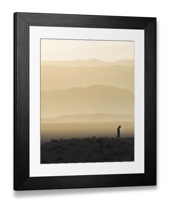 Framed Print : Man standing in desert silhouette Framed Print : Man standing in desert silhouette