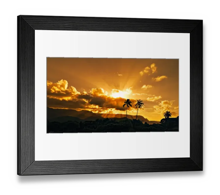Framed Print : Hanalei Bay Sunset over Palm Trees Kauai Hawaii Framed Print : Hanalei Bay Sunset over Palm Trees Kauai Hawaii