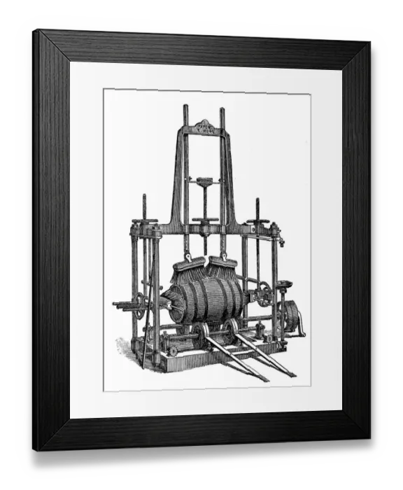 Framed Print : Wine barrel cleaning machine Framed Print : Wine barrel cleaning machine