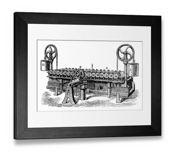 Framed Print : Bleaching and dyeing cotton machines, Yarn dyeing Framed Print : Bleaching and dyeing cotton machines, Yarn dyeing