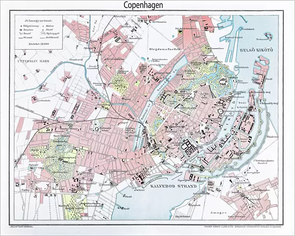 Engraving: Map of Copenhagen from 1895