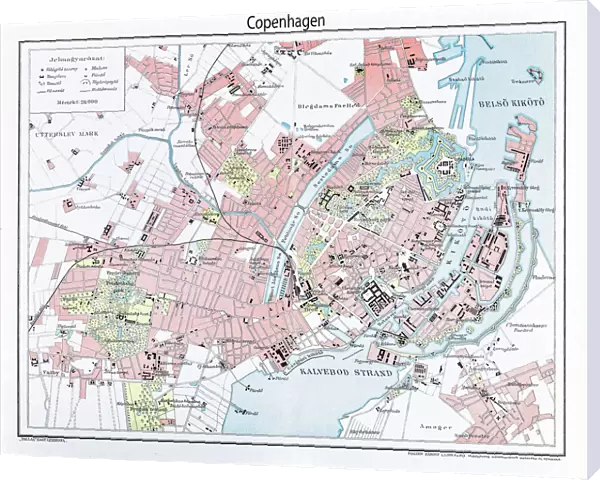 Engraving: Map of Copenhagen from 1895