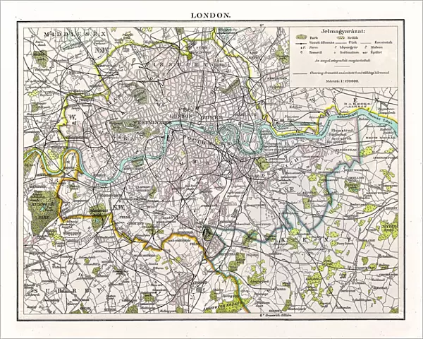 Antquie Map of London, 1895