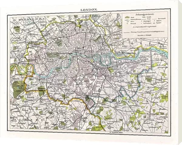 Antquie Map of London, 1895