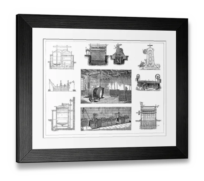 Framed Print : Bleaching and dyeing of cotton machines