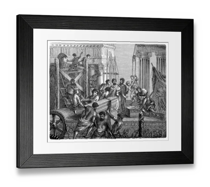 Framed Print : Construction of the Acropolis in Athens, 5th century BC Framed Print : Construction of the Acropolis in Athens, 5th century BC