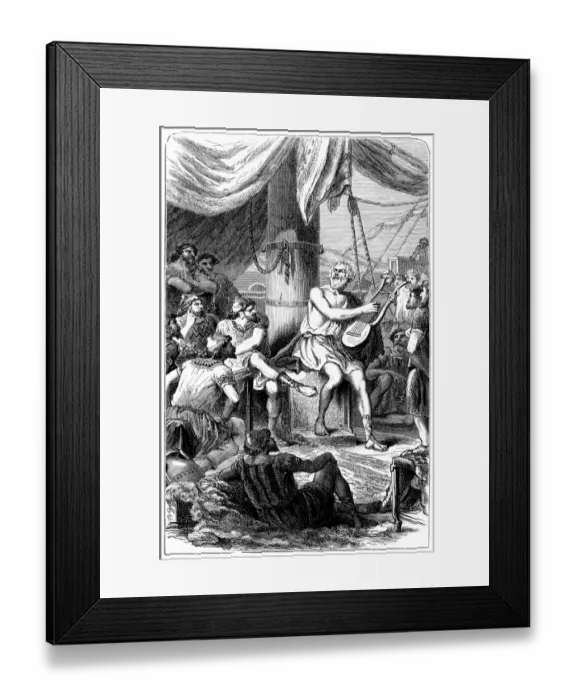 Framed Print : Homer delights the strange fishermen by his singing Framed Print : Homer delights the strange fishermen by his singing