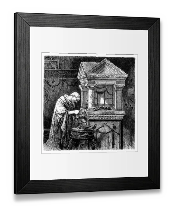 Framed Print : A Roman citizen honouring the Lares, or household gods Framed Print : A Roman citizen honouring the Lares, or household gods