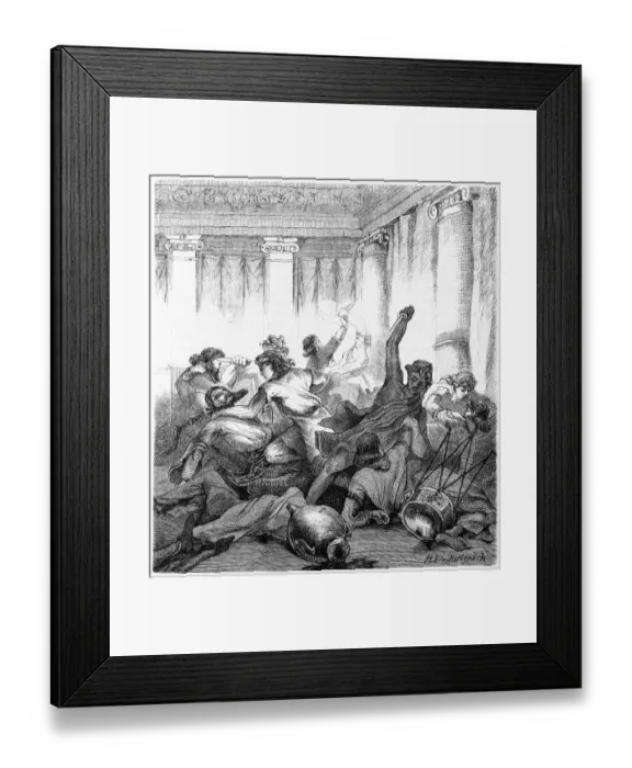 Framed Print : Persian ambassadors, invaded by the Macedonians in womens clothes