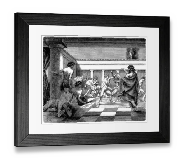 Framed Print : Young Spartans Exercising at Sparta