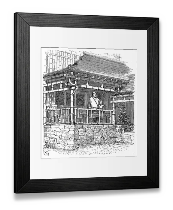 Framed Print : Chinese house of bamboo, drawing of Viollet-le-Duc