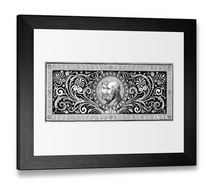 Framed Print : Greek ornament with Lykurgus and Solon