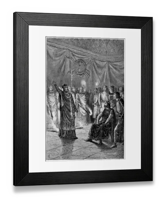 Framed Print : Edmund Rich, Archbishop of Canterbury threatens to excommunicate Henry III