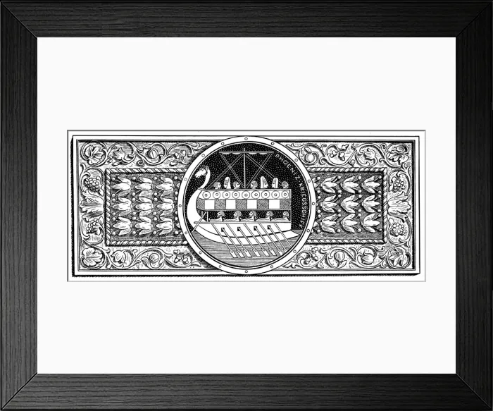 Framed Print : Ornament with Phoenician galley Framed Print : Ornament with Phoenician galley