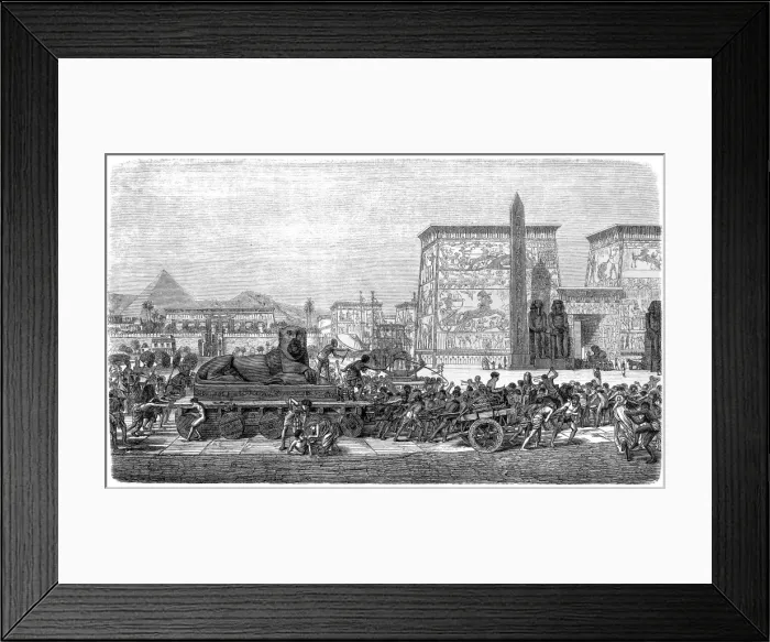 Framed Print : Moving A Stone Lion Framed Print : Moving A Stone Lion