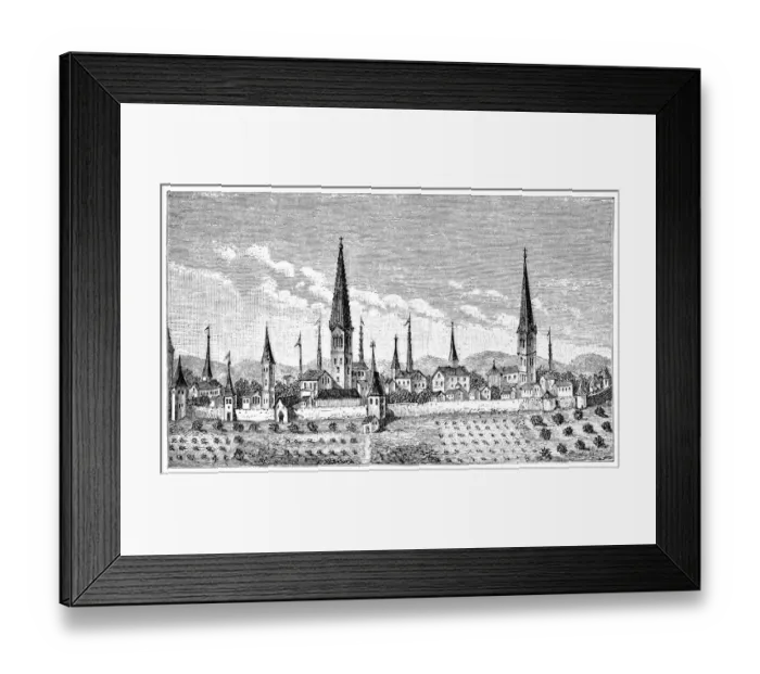 Framed Print : Cityscape of Dortmund, North Rhine-Westphalia, Germany, 16th century Framed Print : Cityscape of Dortmund, North Rhine-Westphalia, Germany, 16th century