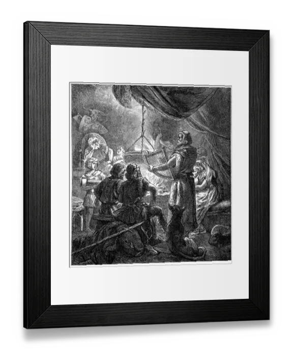 Framed Print : German Bard Sings In Medieval Hall Framed Print : German Bard Sings In Medieval Hall