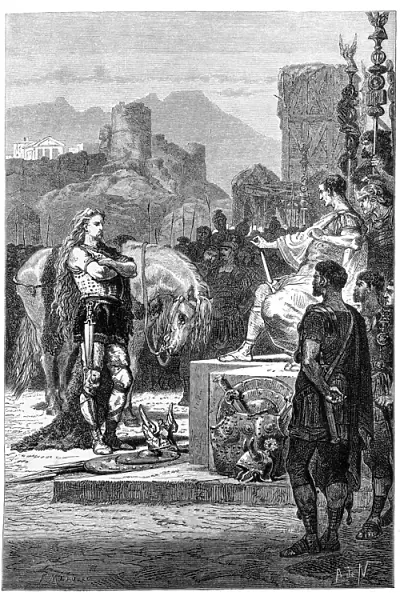 Vercingetorix surrendering to Julius Caesar